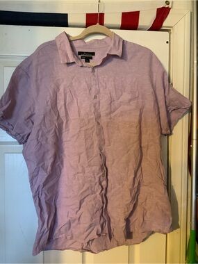 Marc Anthony Light Purple Short-Sleeve Linen Button-Down Shirt